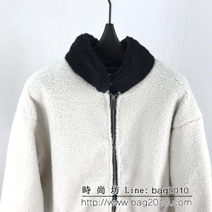 OFF-white18秋冬新款 字母搖粒絨 黑白撞色 寬鬆版 男款加棉外套 ydi1760
